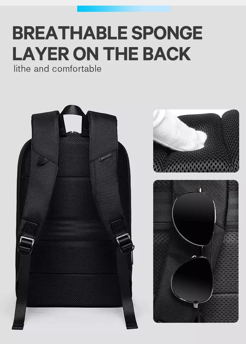 Bange BG77115S Tas Backpack Pria Ransel Laptop Slim Expandable 15.6 inch - BLACK