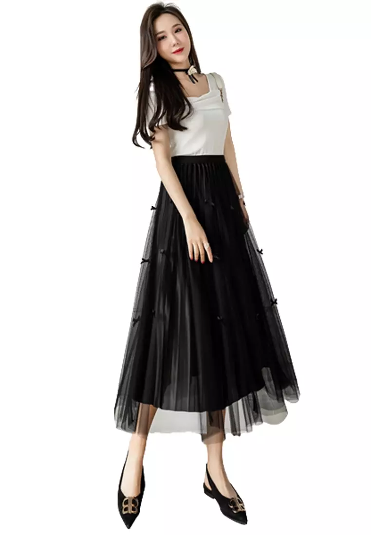 Buy Halo Bow Net Yarn Skirt 2023 Online | ZALORA Singapore