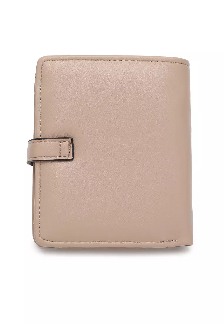 女士雙折長夾 / 零錢包 (Women's Pin Button Bi Fold Leather Long Wallet / Purse With Coin Compartment)