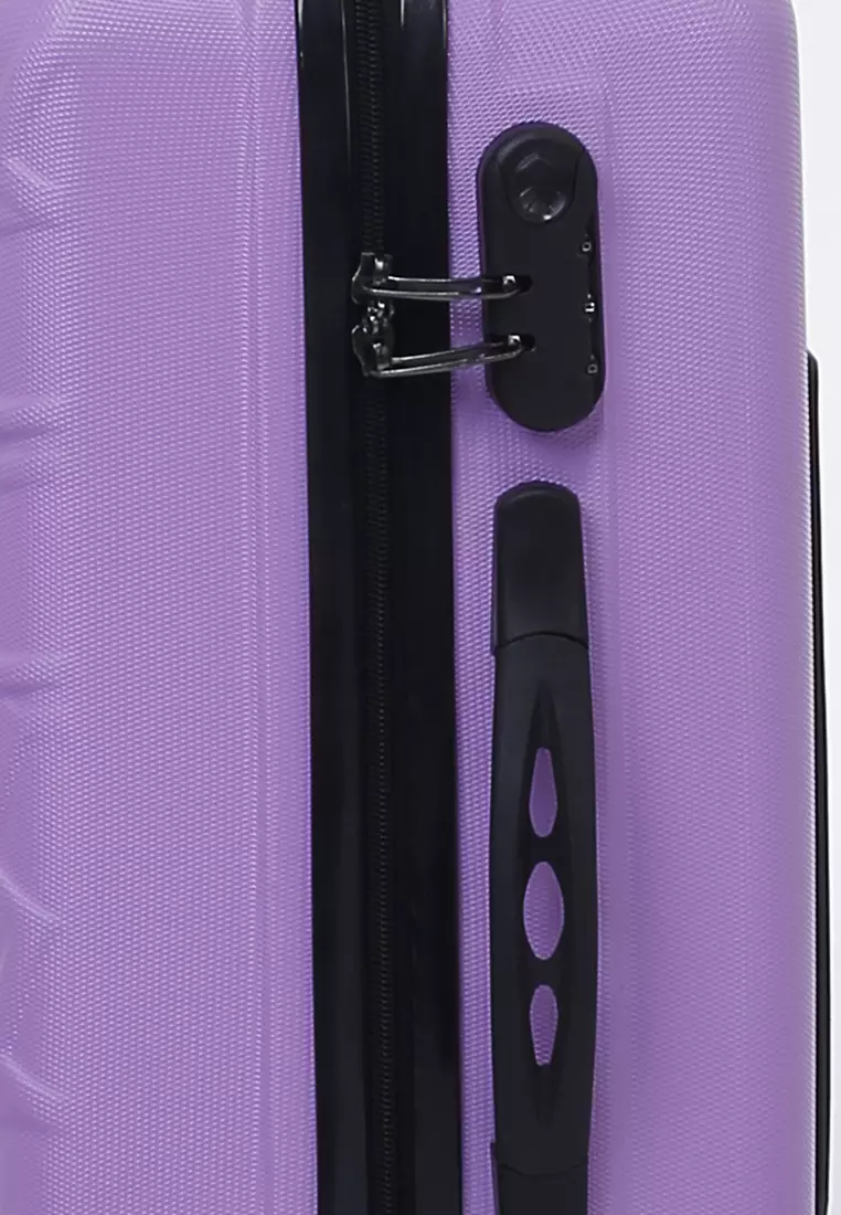 Carlton Koper Hardcase Desain Hexagon Size 20 Inch Suitcase Unisex with Rear Compartment Rubber Slot Material ABS+PVC Coated ORIGINAL - Lilac