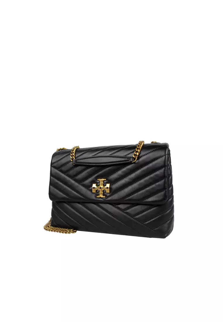 Kira Chevron Convertible Shoulder Bag in Black 90446