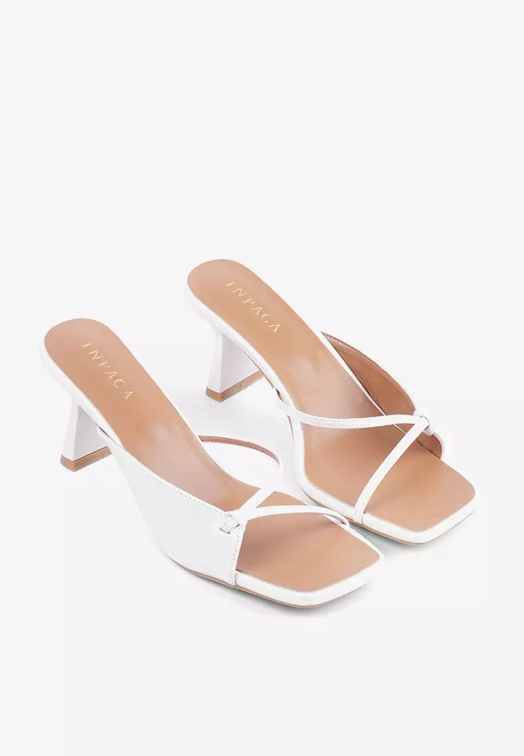 Eleanor Block Heel Sandals Square Toe Slim Minimalist Strap