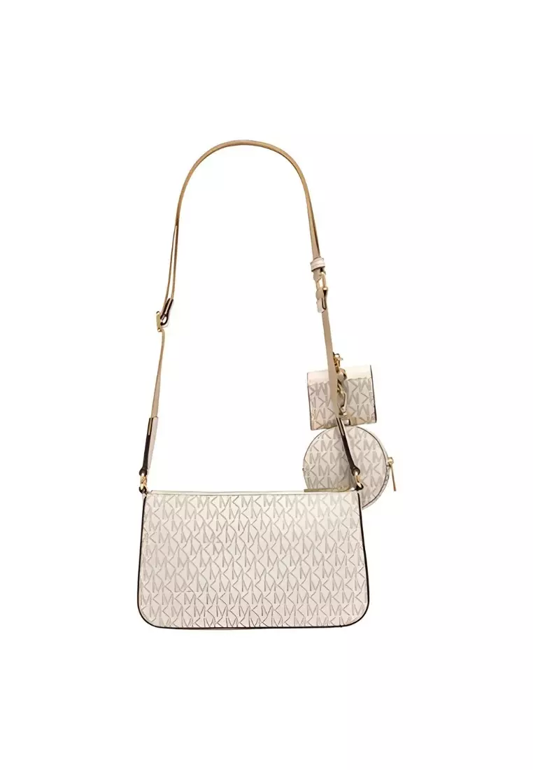 Jet Set Logo Crossbody Bag with Case for Apple Airpods Pro Light Cream