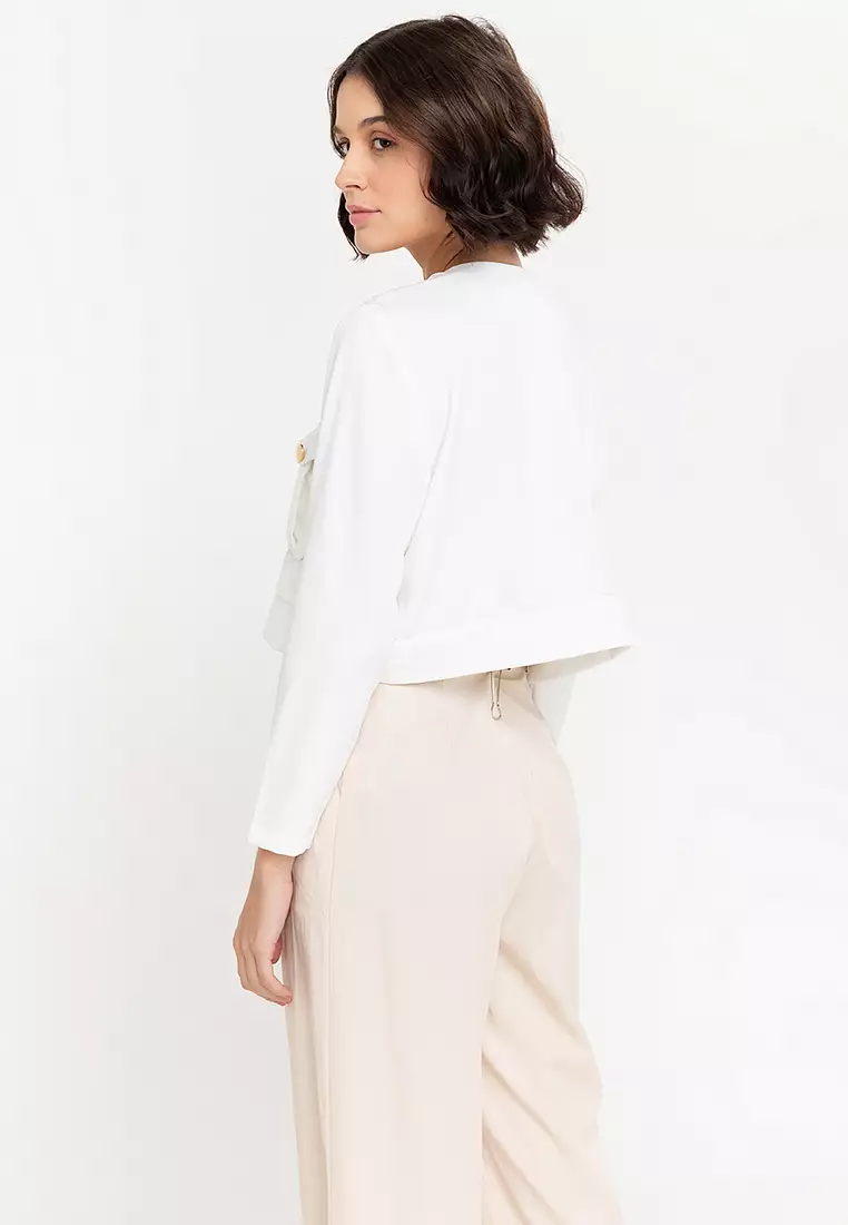 Layken Collarless Button Down Jacket