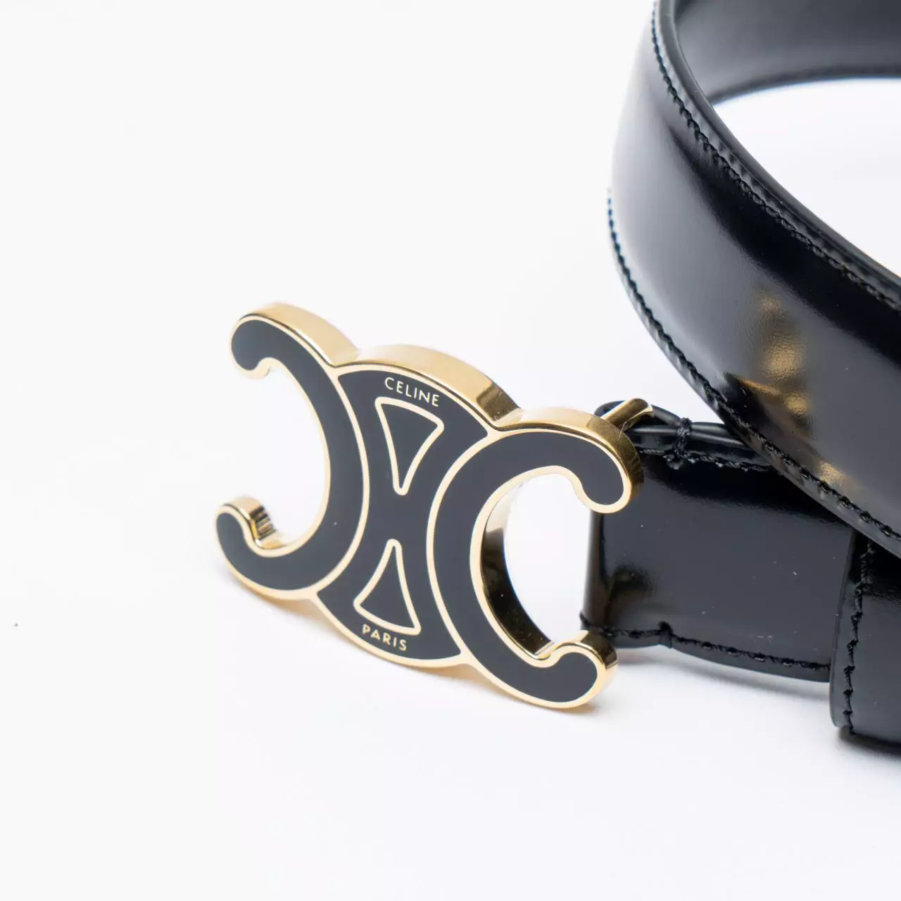 Medium Triomphe Belt 25mm Taurillon Leather Black Ghw