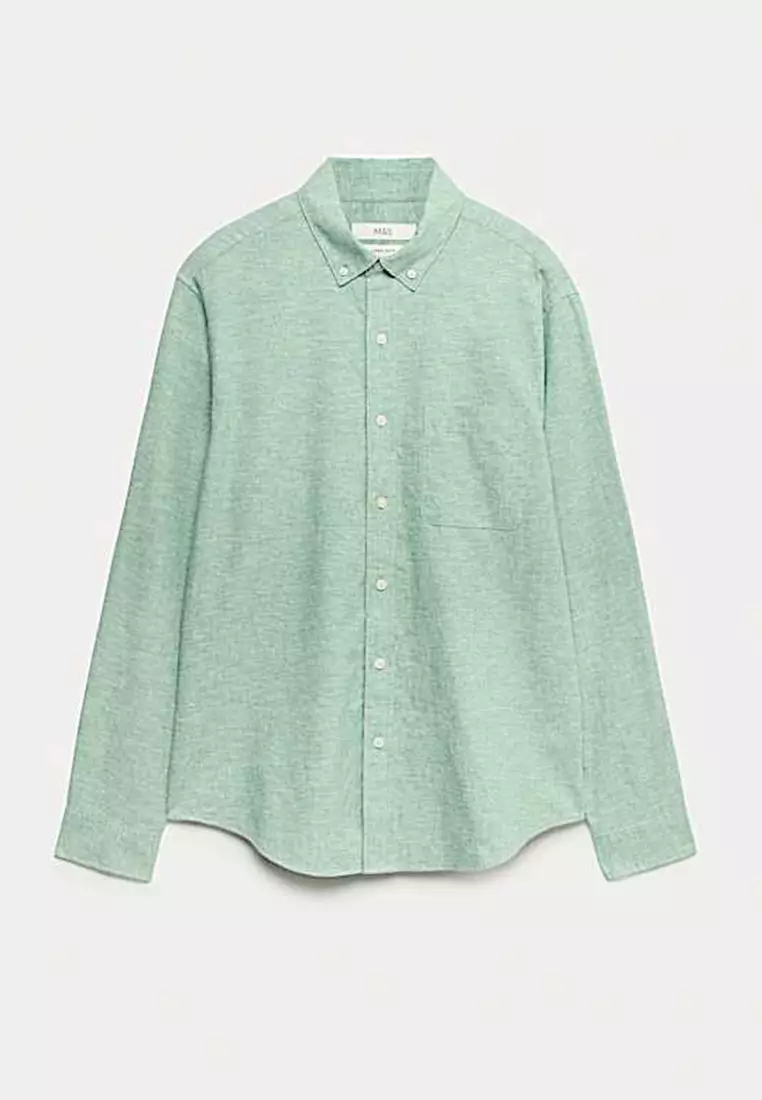 Regular Fit Cotton Linen Blend Shirt