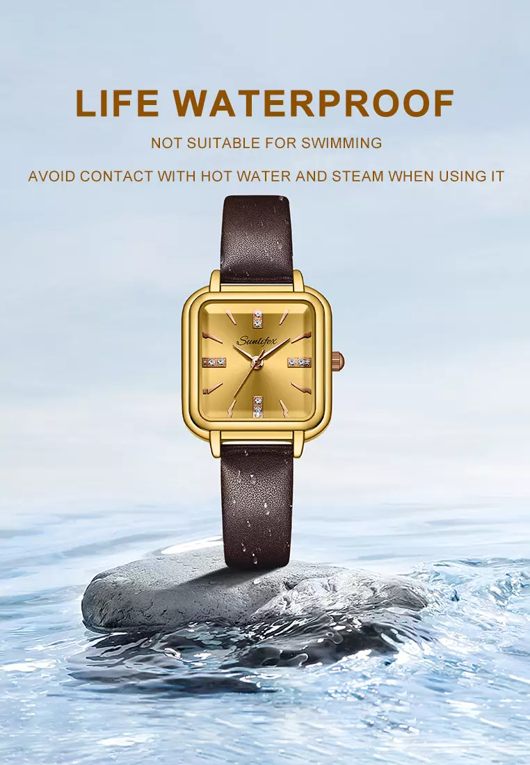 Jam Tangan Wanita Fashion Tali Kulit Jam Analog Kecil Gaya Korea Barsh Jam Tangan cewek  brown