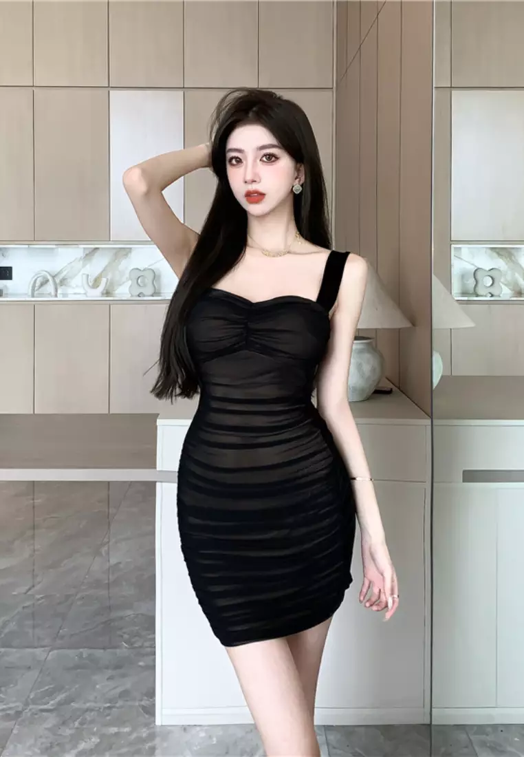 性感時尚吊帶連衣裙CA26033032BK