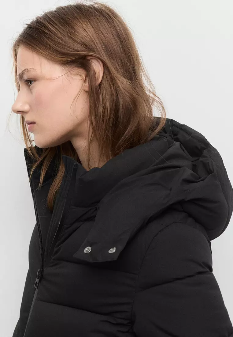 Midi Quilted Anorak with Hood