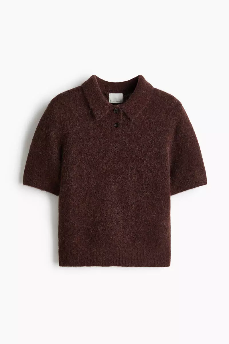 Alpaca-blend polo shirt