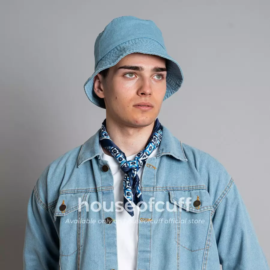 Houseofcuff bucket hat denim jeans biru muda
