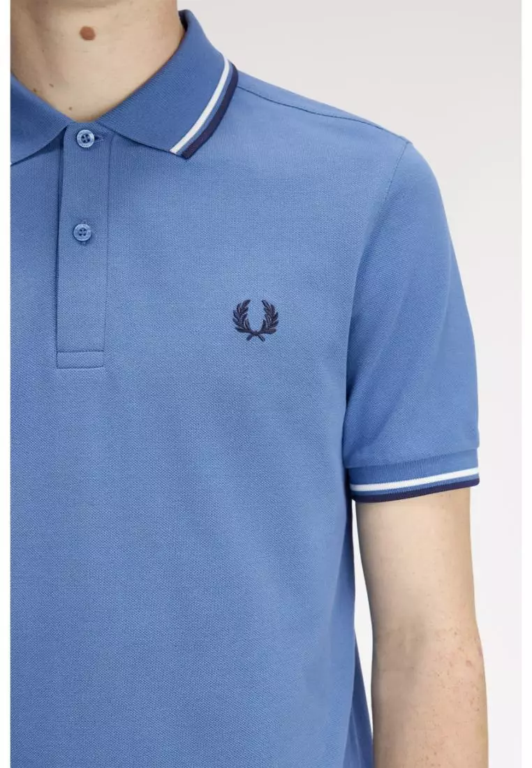Fred Perry M3600 Twin Tipped Fred Perry Shirt (Ace Blue / Snow White / Tennis Blue)