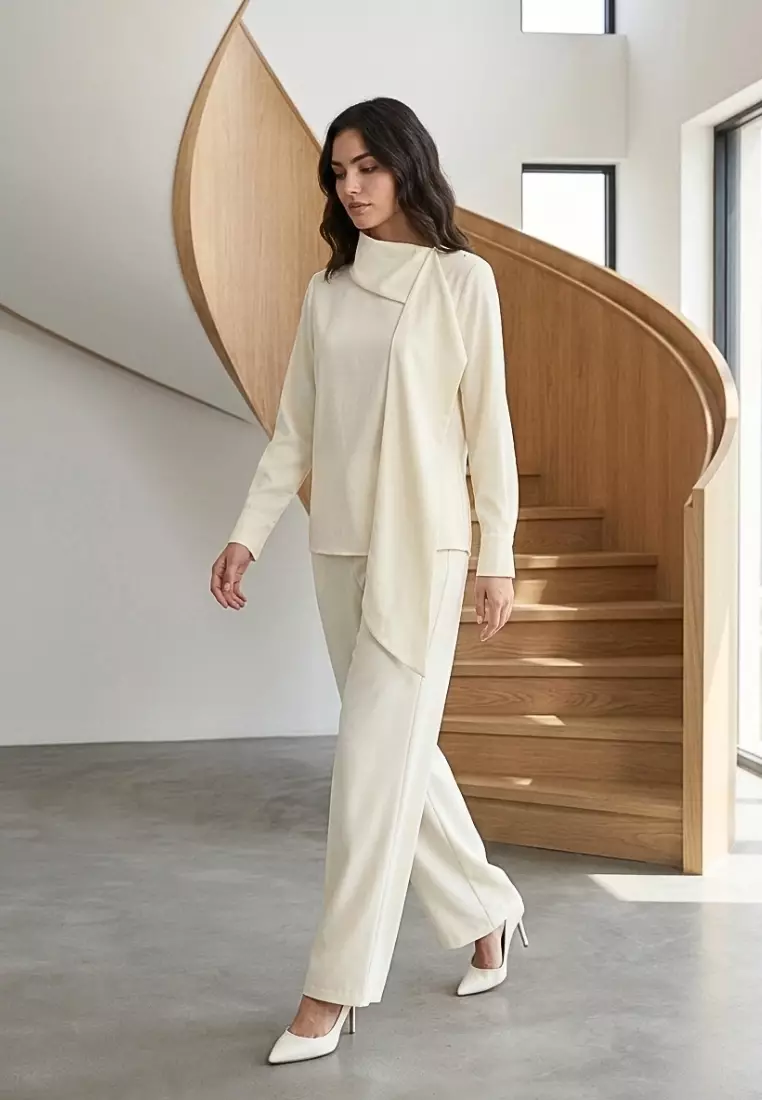 Vionette Signature Asymmetric Blouse in Butter Yellow And Purple By Brilliant Girl Warna KUNING