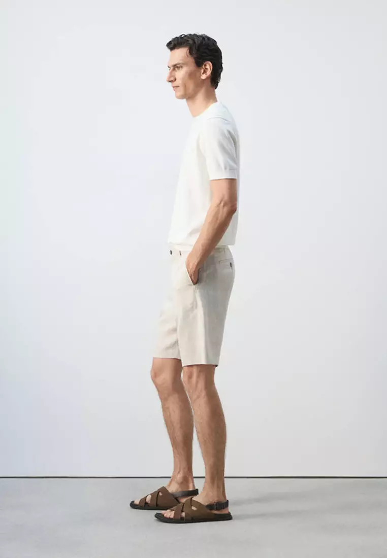 Slim-Fit 100% Linen Bermuda Shorts