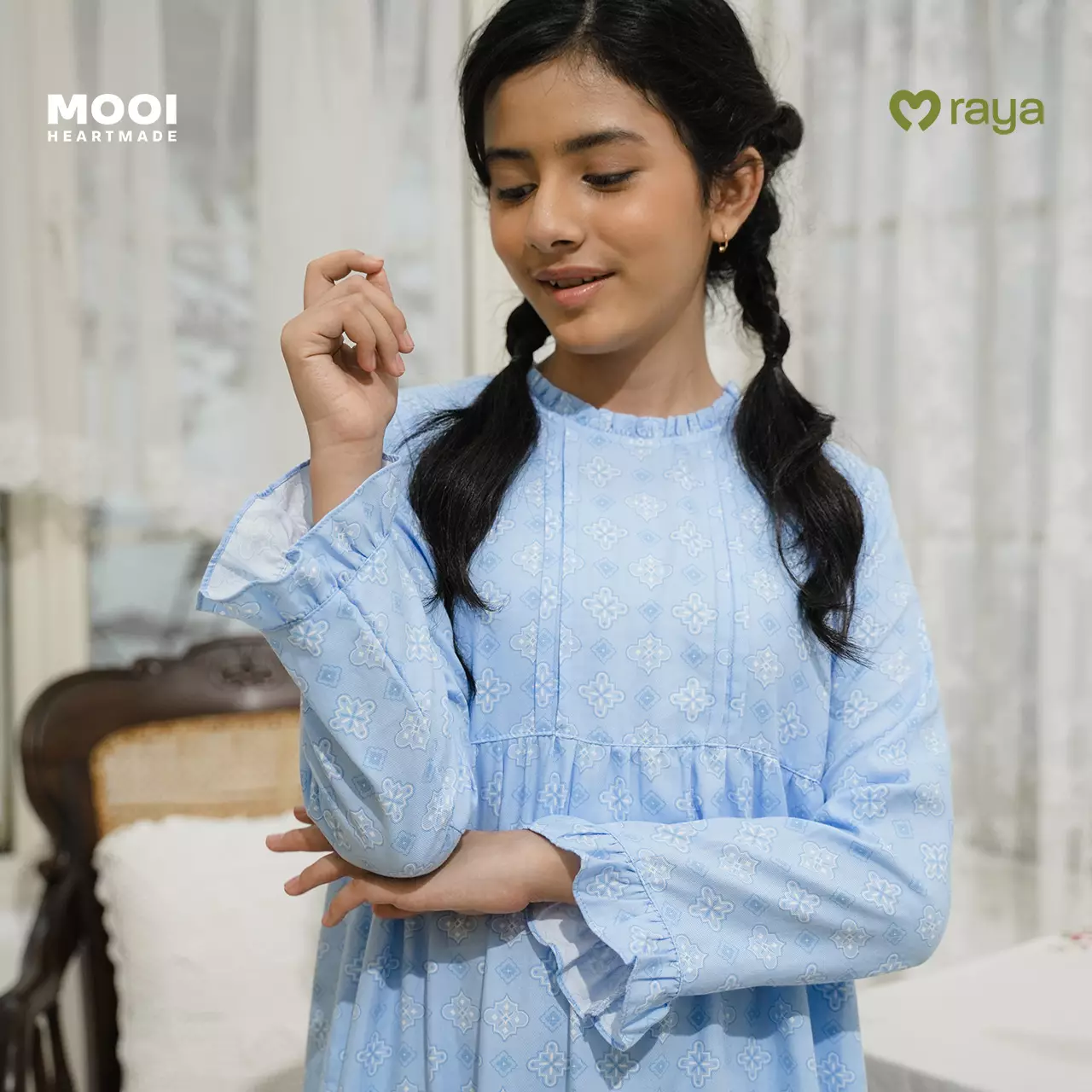 Mooi Dress Anak Gamis Anak Perempuan Raya Collection Ghadia Gamis Sandya Series - Deep Navy