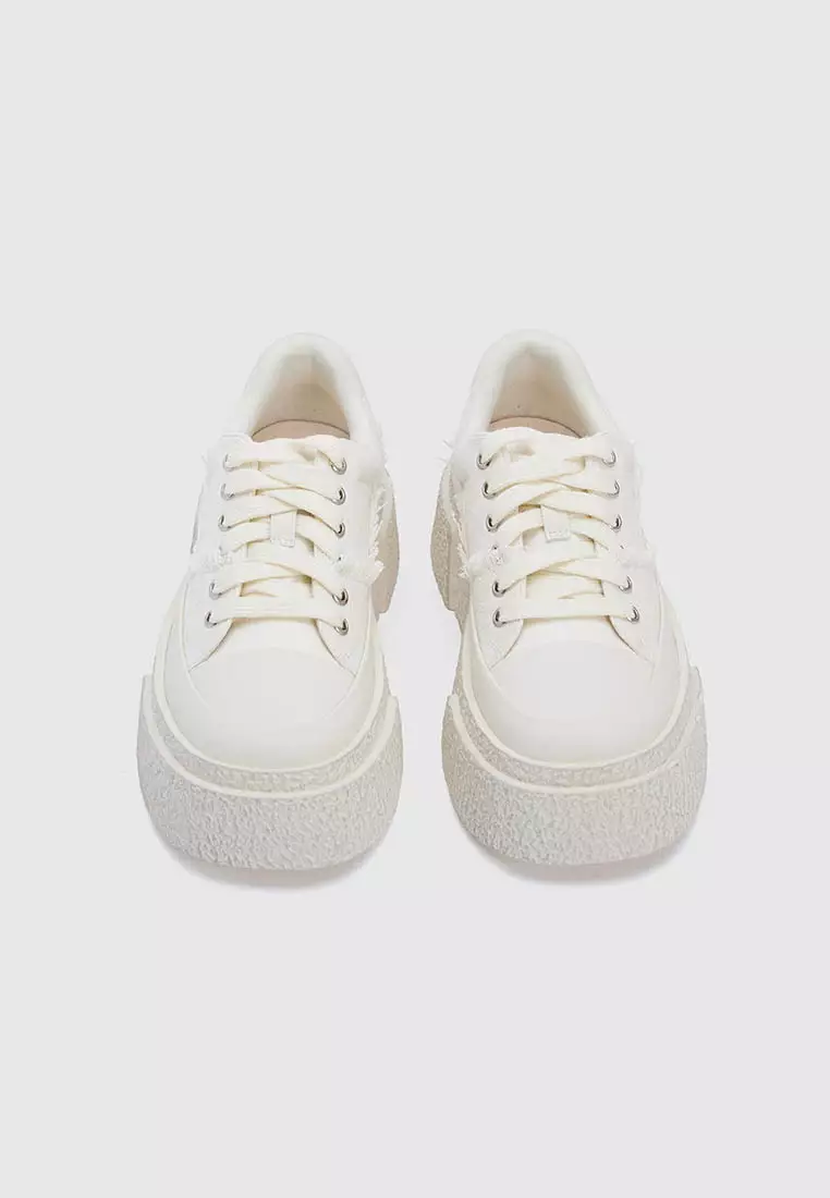 Raw Hem Round Toe Sneakers
