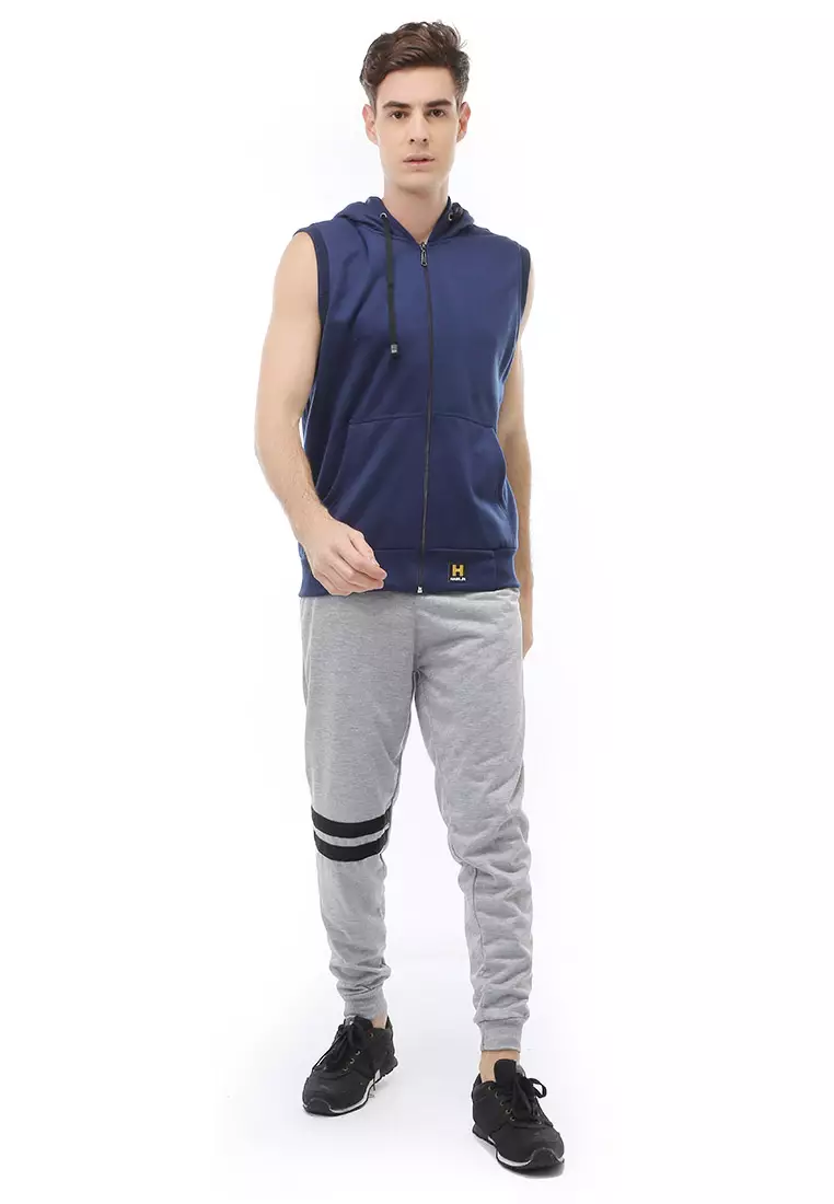 Clover Outerwear Pria Jaket Rompi Zipper Polos Material Fleece ORIGINAL - Navy