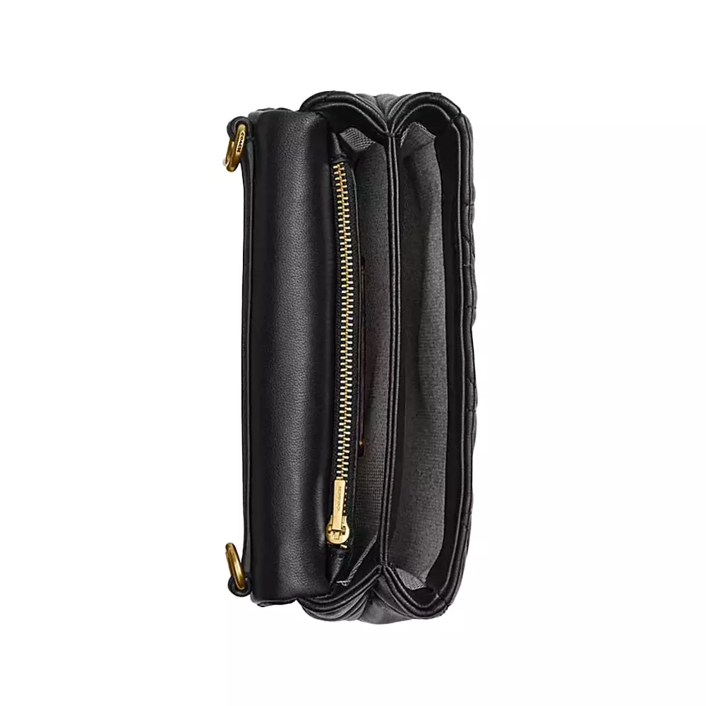 Tabby 17 Time Square Quilted Washed Leather Bag Black