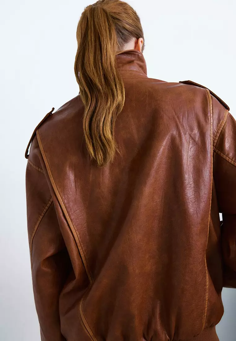 Oversized Jacket With Borg Collar