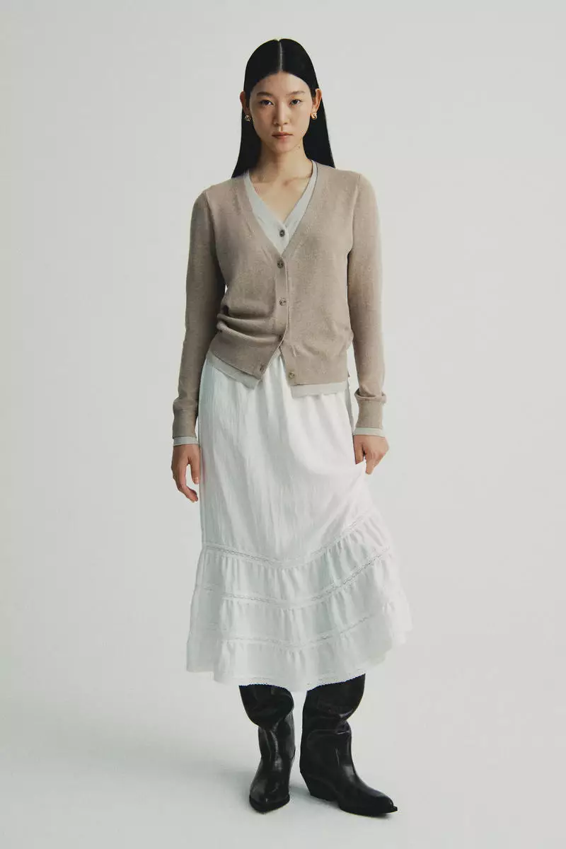 Lace-inset skirt