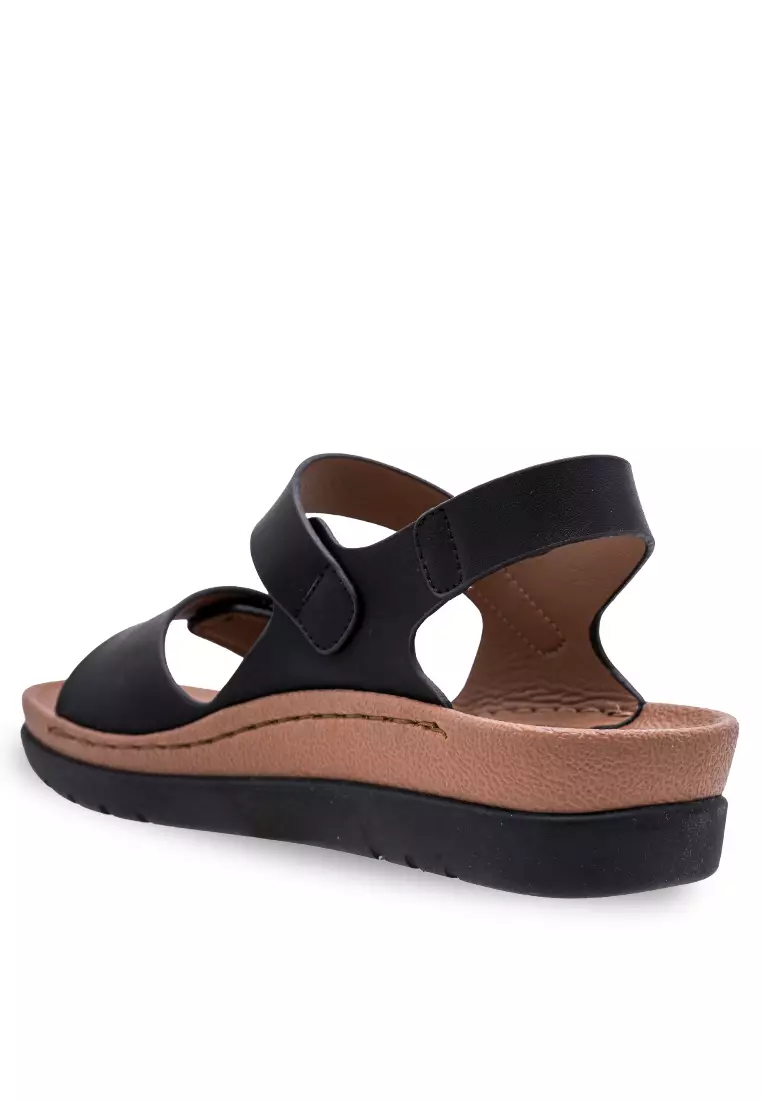 Women Sling Back Faux Leather Strap Casual Sandals - 230471224