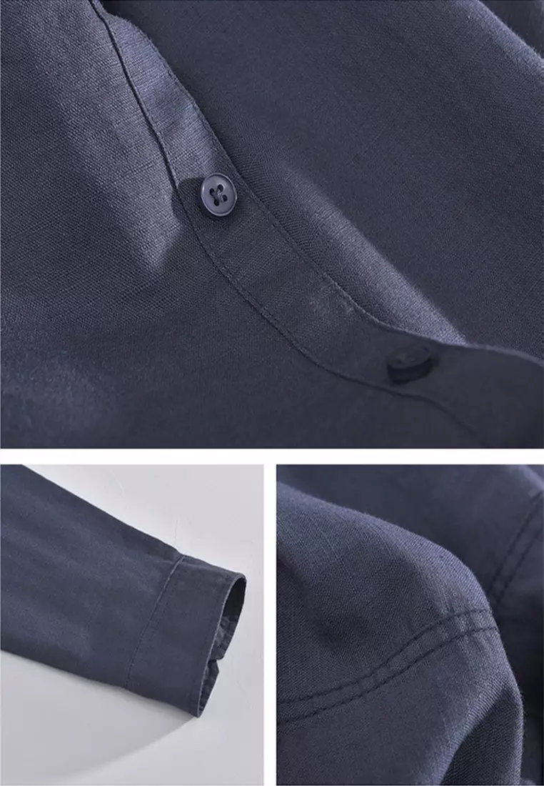 Literary And Simple Round Neck Cotton Linen Shirt WM603