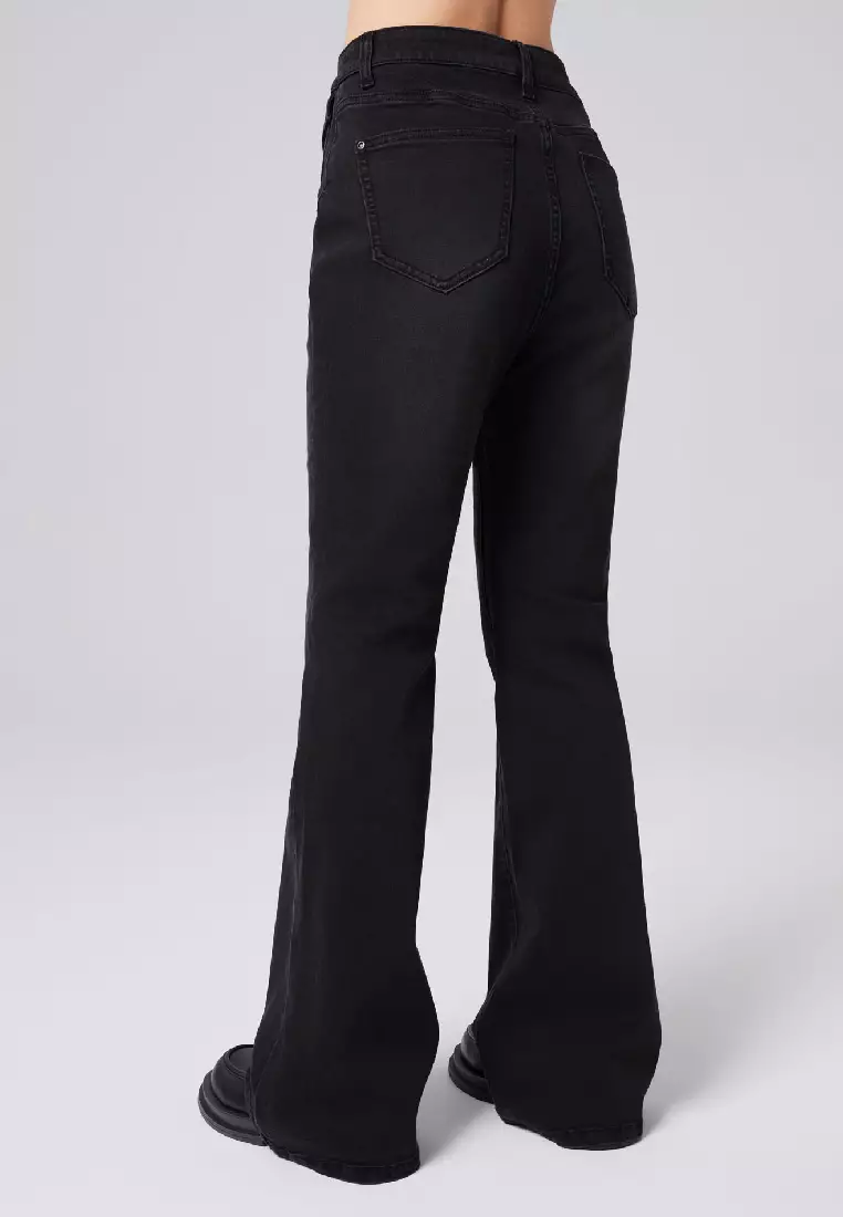 Buy 6IXTY8IGHT LIBERIA DENIM JEANS HIGH-RISE WAIST FLARED FIT FLAP