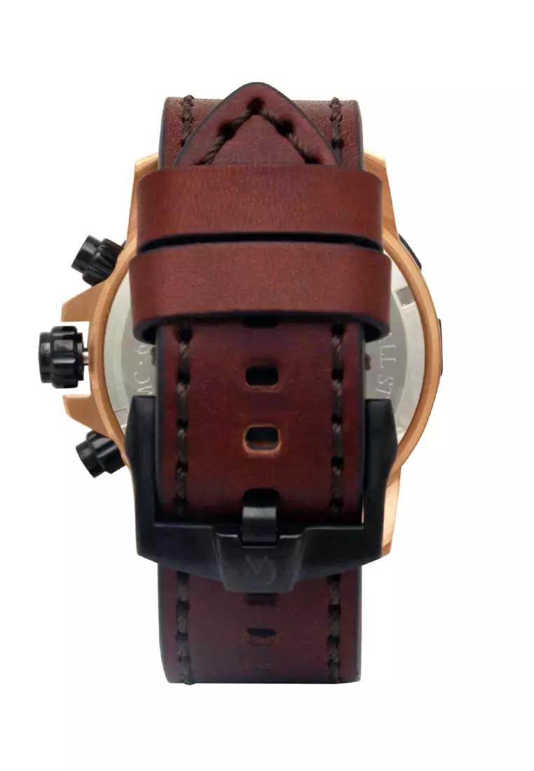 Alexandre Christie Jam Tangan Pria - Brown Rosegold Black - Leather Strap - 6410 MCLBRBA