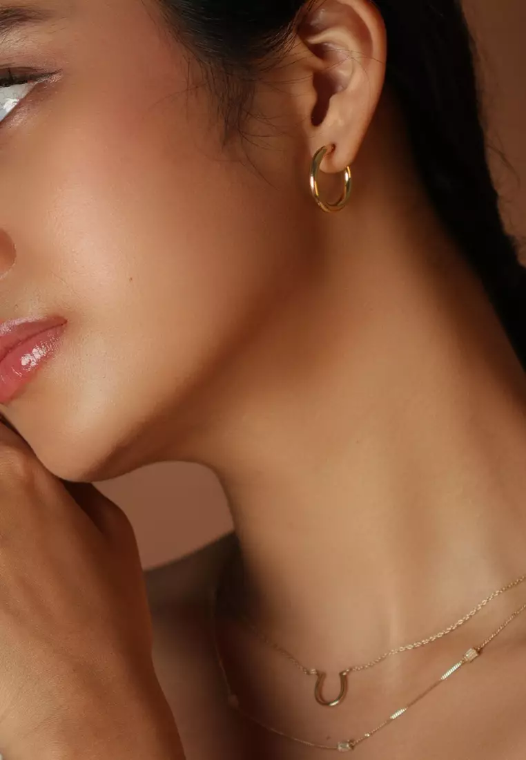 Tube Small Hoops Earrings 18k Gold