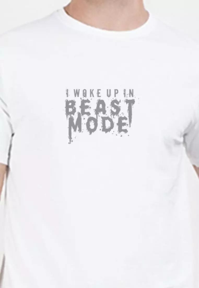 Beast Mode 白色棉质混纺短袖运动/训练 T 恤