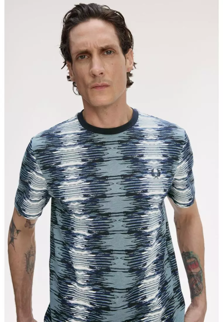 Fred Perry M1756 Soundwave Glitch T-Shirt (Stockport Blue)