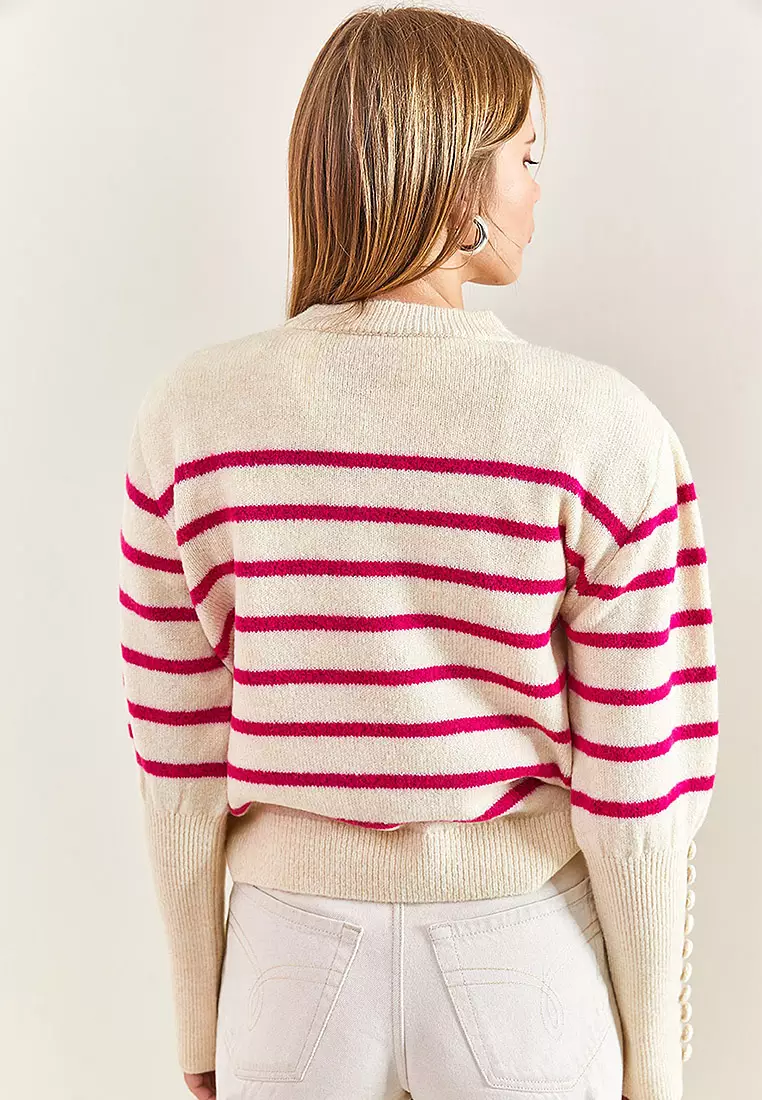 Striped Knitwear Sweater with Cufflinks