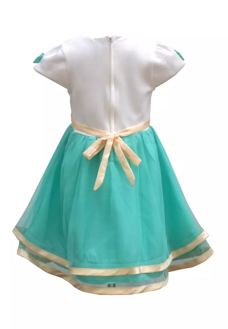 Two Mix Dress Anak Pesta Perempuan Cantik usia 1-12 Tahun Bahan Kaos Scuba dan Satin 4213 TOSCA