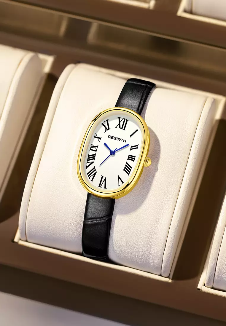 Jam Tangan Wanita Original Anti Air Korean Style Tali Kulit Jam Tangan Cewek black