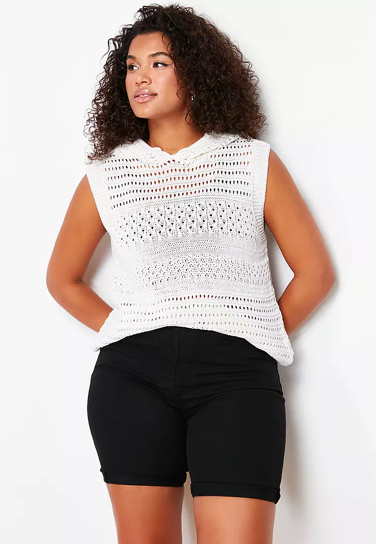 Plus Size High Waist Skinny Shorts