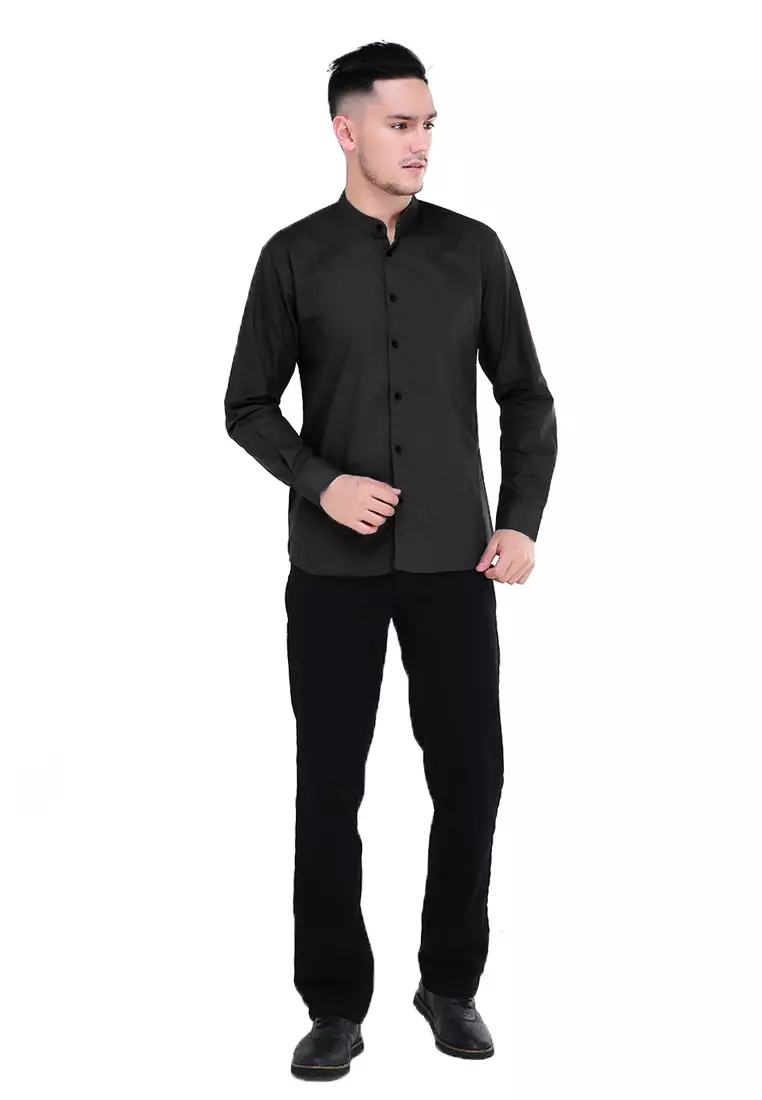 Dwan Atasan Kemeja Pria Premium Casual Formal Longsleeve Shirt Material Cotton ORIGINAL - Black