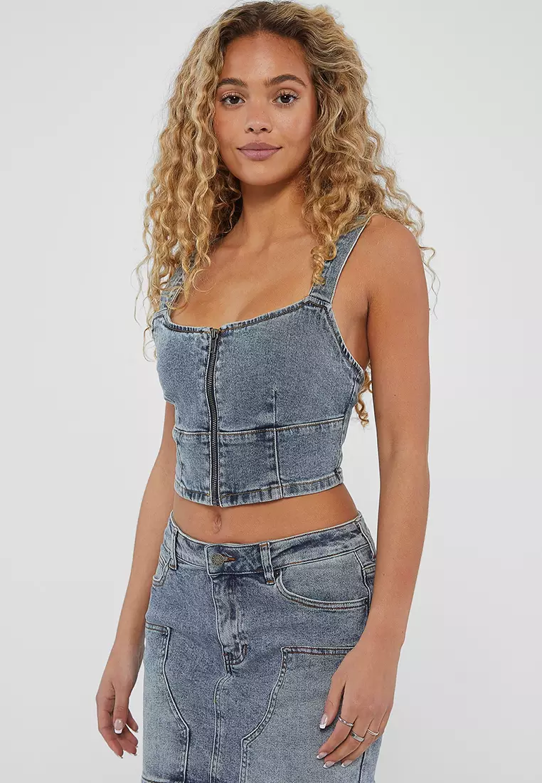 Originals Zip Bustier Denim Top