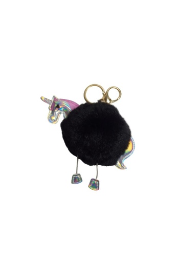 Loveaisyah black Unicorn Black Pom Pom Keychain X'mas Gift 12828AC6DB4E00GS_1