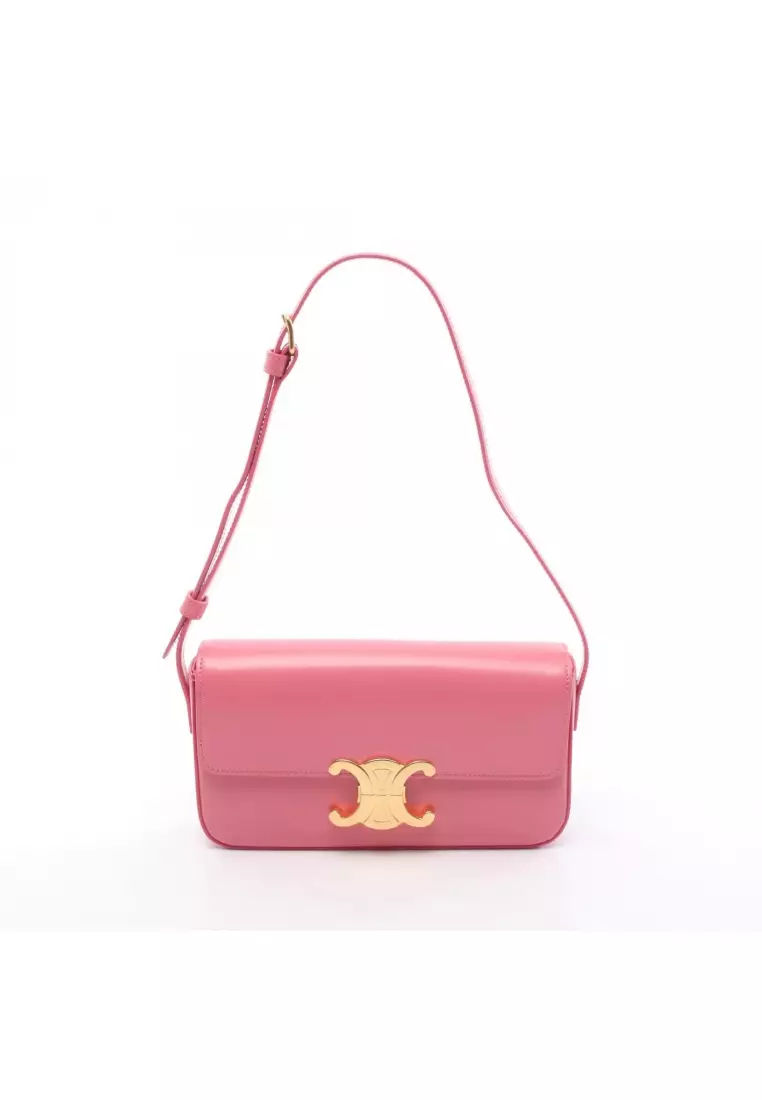 Pre-Loved Celine Claude Triomphe one shoulder bag leather pink