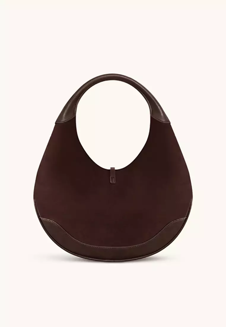 Colette Faux Suede Crescent Hobo Bag – Dark Brown