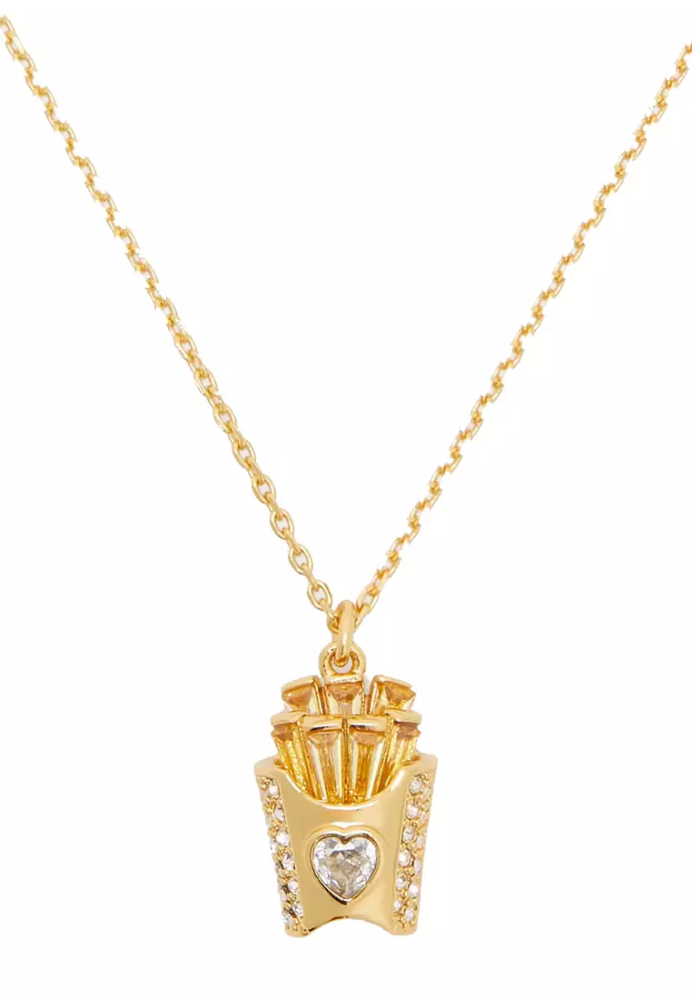 What A Snack Mini Pendant Necklace in Clear/ Gold KH540