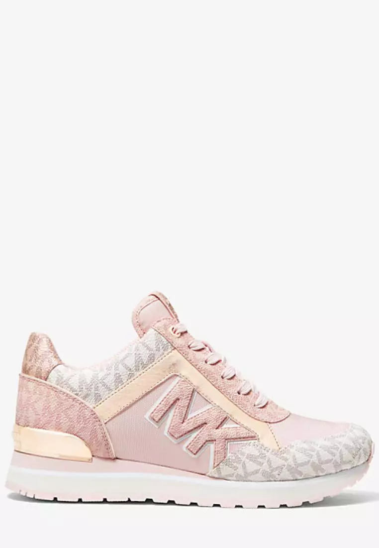 Michael Kors Maddy Two-Tone Logo and Mesh Trainer Powder Blush