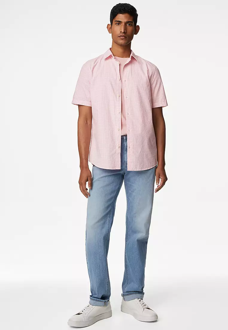 Easy Iron Pure Cotton Geometric Print Shirt