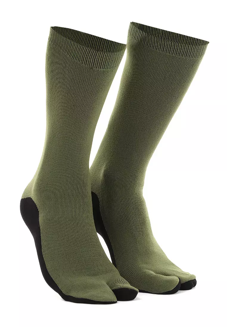 Nercyla Kaos Kaki Wanita Toe Socks Two Tone Casual Footwear Material Spandex ORIGINAL - Green Army