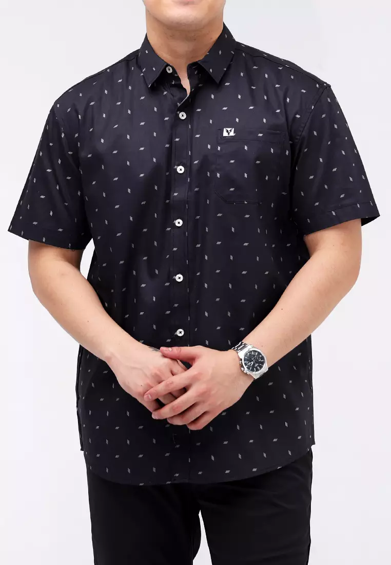 Woven Printed Poplin Short Sleeves Polo