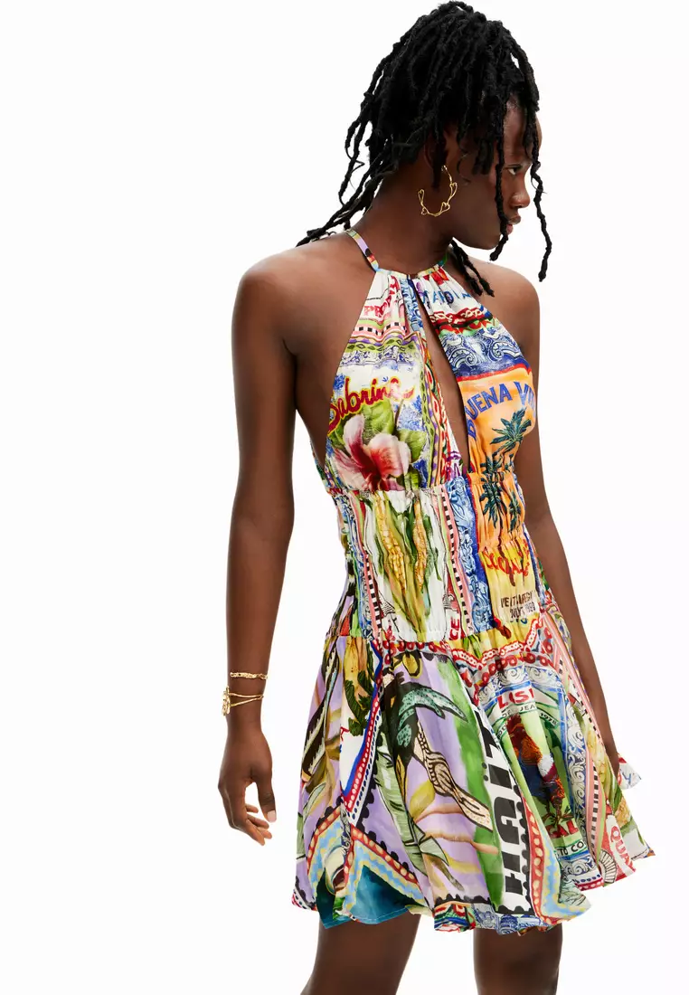 Stella Jean arty postcard short dress 