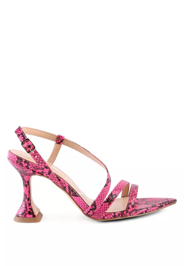 Discount on London Rag  shoes - SKU: Neon Pink Snake Print Spool Heeled Sandals