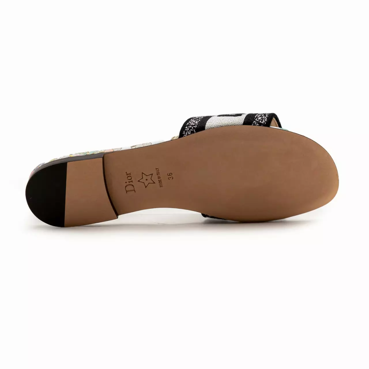 Dway Lucky Slide Embroidered Cotton White Multicolor Flowers Calendar Allover Motif