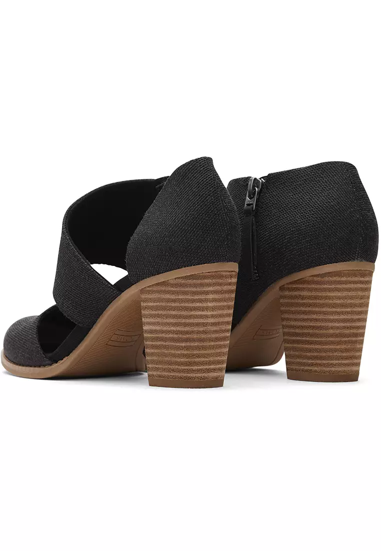 TOMS Women Milan Black Mlge Woven Heels