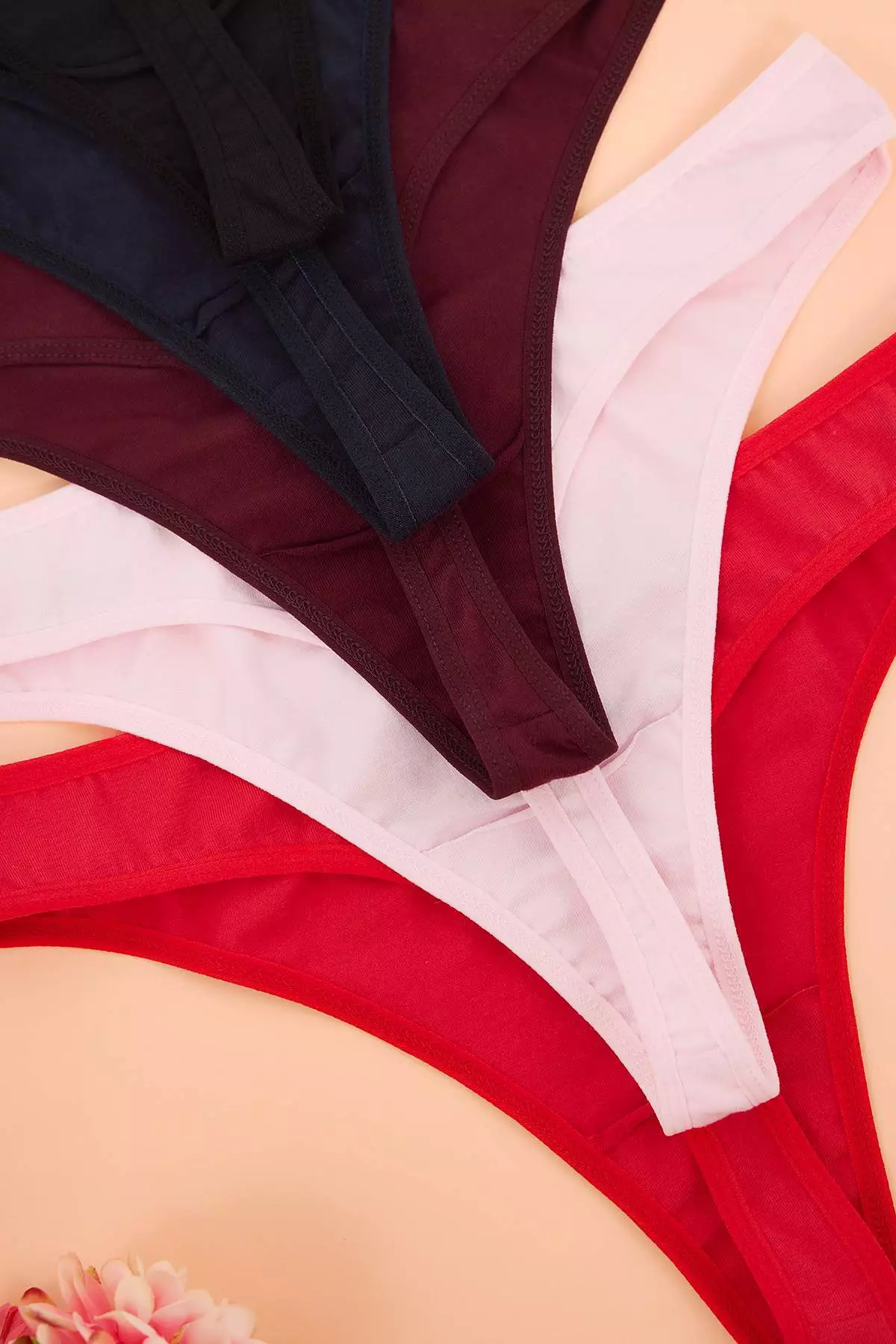 Multi Color 5 Pack Cotton Normal Waist Thong Plus Size Panties Tbbss25Cm00012